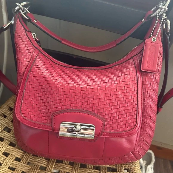 Coach Kristen Red Woven Leather Shoulder or Crossbody Bag - Picture 1 of 7
